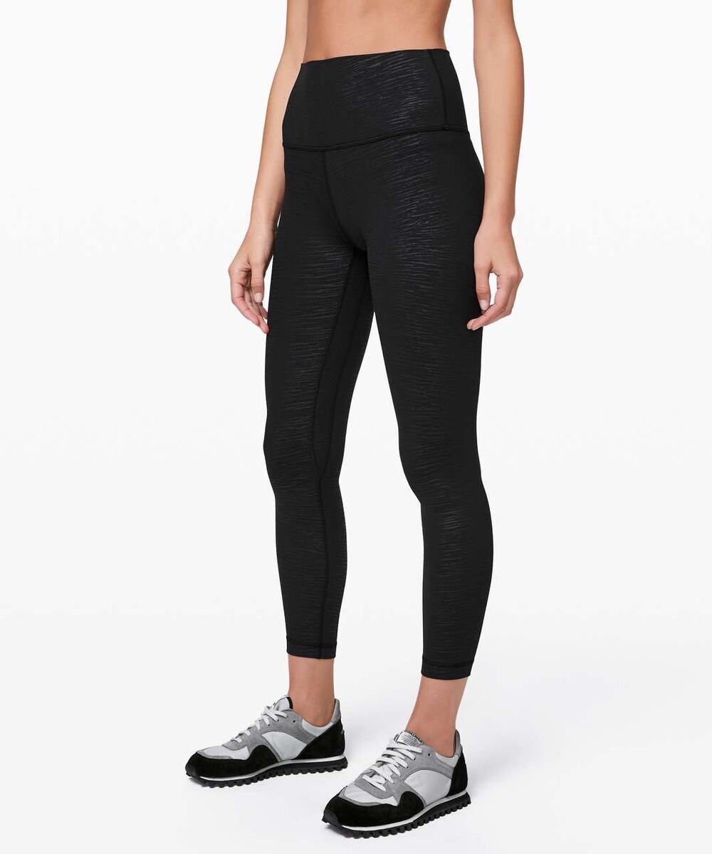 Lululemon Align Pant II 25" Stride Emboss Black Size 6 Yoga W5BYYS *EUC